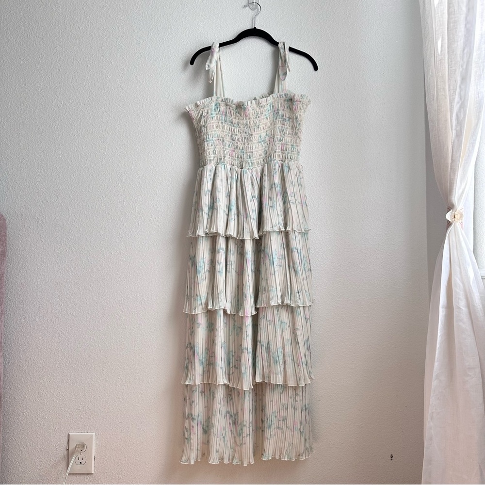 GANNI Georgette Tiered Dress - Tofu